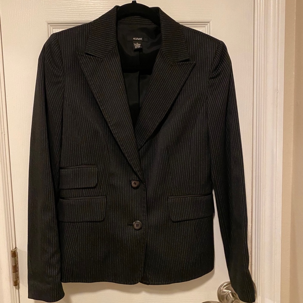 black pinstripe blazer